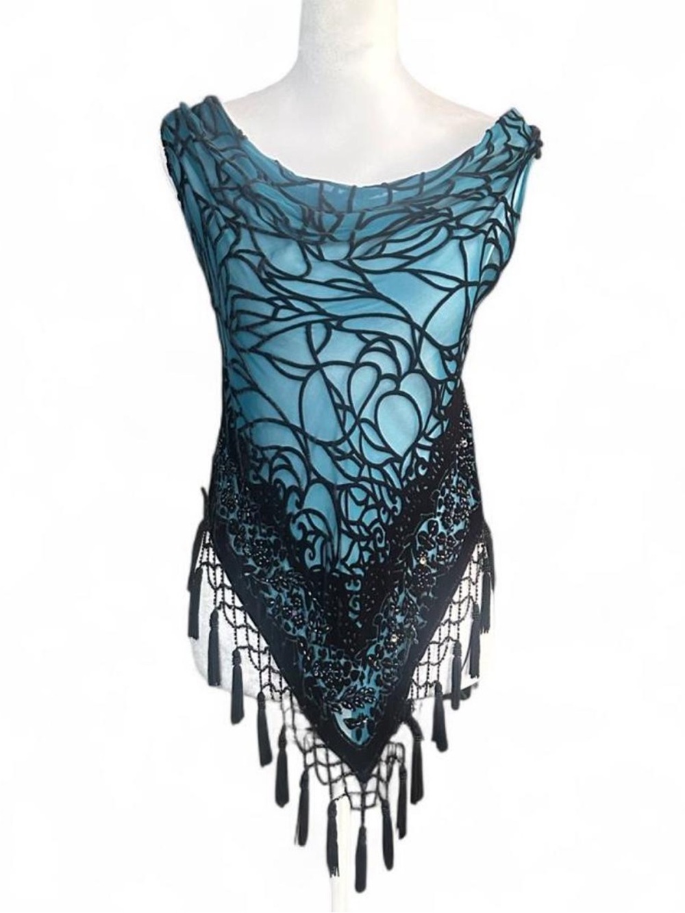 Lucy’s Silk boho velvet on silk beaded tassel top
